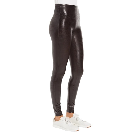 Spanx Faux Leather Croc Leggings in Color Shine - Picture 4 of 8